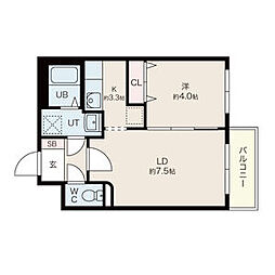 EastPorteN14 1LDKの間取図画像