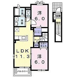 サン・ボヌール西条1 2LDKの間取図画像