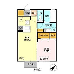 リジェール 1階1LDKの間取り