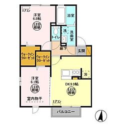 グランマーレ　E 2階2DKの間取り