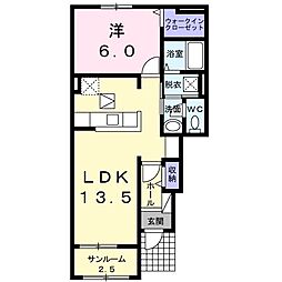 ヴィンヤード2 1LDKの間取図画像