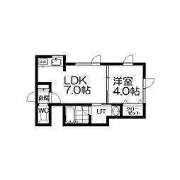 マーテン東札幌 3階1DKの間取り