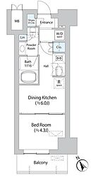 都営浅草線 浅草橋駅 徒歩4分の賃貸マンション 6階1DKの間取り