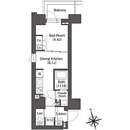 ミリアレジデンス浅草駒形 8階1DKの間取り