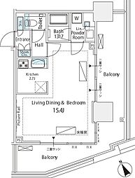 シティタワー新宿 1Kの間取図画像