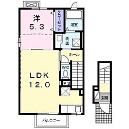 小田急小田原線 玉川学園前駅 徒歩17分の賃貸アパート 2階1LDKの間取り
