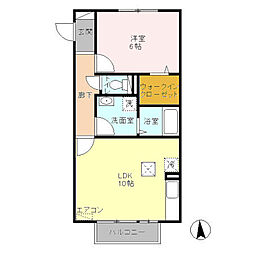 クローリス 1階1LDKの間取り