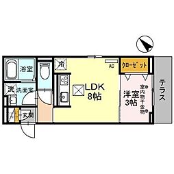 アリビオT・K 1LDKの間取図画像