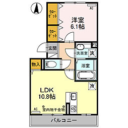 リヴェールマリーズ　Ｅ 3階1LDKの間取り