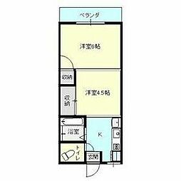 太陽マンション 2Kの間取図画像
