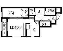 スプリングベルさやか 1LDKの間取図画像
