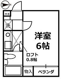 フェリス新松戸 1Kの間取図画像