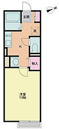 京王線 調布駅 徒歩7分の賃貸アパート 2階1Kの間取り