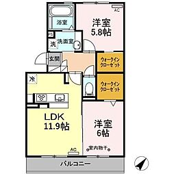メゾンシュシュ 2LDKの間取図画像