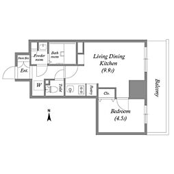 Osaka Metro御堂筋線 江坂駅 徒歩7分の賃貸マンション 2階1LDKの間取り