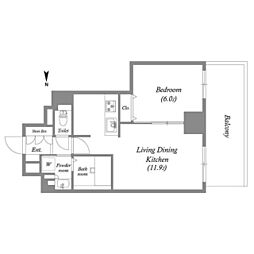 Osaka Metro御堂筋線 江坂駅 徒歩7分の賃貸マンション 8階1LDKの間取り