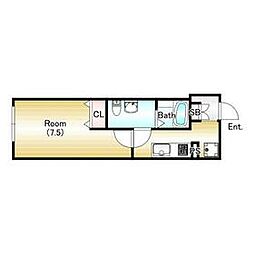 ＥＸＦＯＲＴ　ＩＴＡＢＡＳＨＩ 3階1Kの間取り