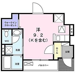 JR横浜線 古淵駅 徒歩16分の賃貸アパート 1階ワンルームの間取り