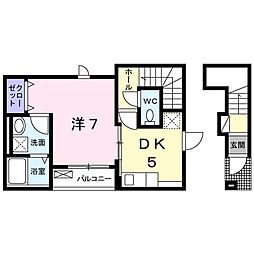 JR横浜線 古淵駅 徒歩16分の賃貸アパート 2階1DKの間取り