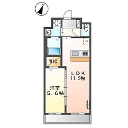 西武池袋線 清瀬駅 徒歩12分の賃貸マンション 2階1LDKの間取り