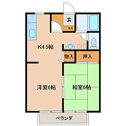 サンライフ明野 2Kの間取図画像