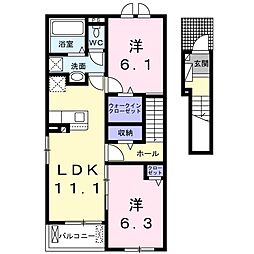 サンロード可児1 2LDKの間取図画像