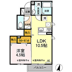 フィオーレ 1LDKの間取図画像