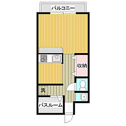 ニューウィングHASEBE・B ワンルームの間取図画像