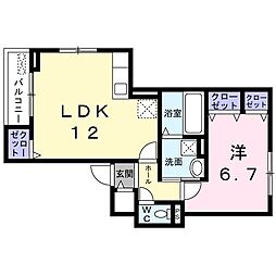 フィデール春日 1LDKの間取図画像