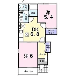 サンブリーズガーデンB 2DKの間取図画像
