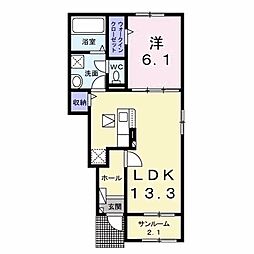 東武伊勢崎線 新伊勢崎駅 徒歩19分の賃貸アパート 1階1LDKの間取り
