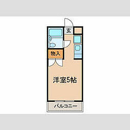京王線 東府中駅 徒歩1分の賃貸マンション 3階ワンルームの間取り