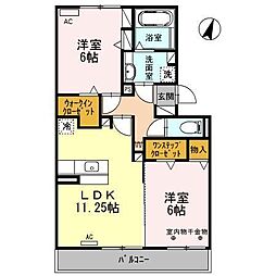 イーストタウン　A 102 1階2LDKの間取り