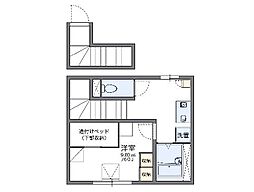 レオパレス北内 202 2階1Kの間取り