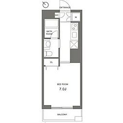 都営三田線 板橋区役所前駅 徒歩7分の賃貸マンション 6階1Kの間取り