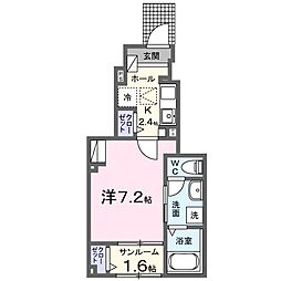 エリタージュ II 1Kの間取図画像
