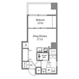 都営三田線 芝公園駅 徒歩6分の賃貸マンション 4階1DKの間取り