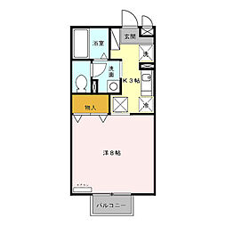 セジュールひらの2000 1Kの間取図画像