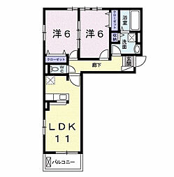 エル・ヴェイル 1階2LDKの間取り
