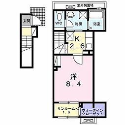 ヴェルジェ1 1Kの間取図画像