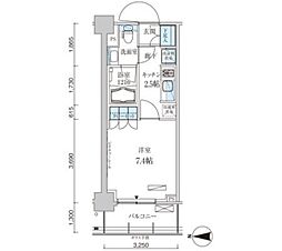 都営新宿線 菊川駅 徒歩2分の賃貸マンション 9階1Kの間取り