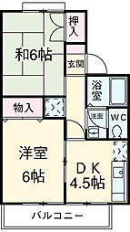 JR横浜線 橋本駅 バス20分 内出下車 徒歩3分の賃貸アパート 1階2DKの間取り