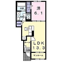 アルカンシエル 1LDKの間取図画像