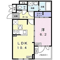 エムウッドフォルビート 1LDKの間取図画像