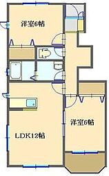 東武桐生線 藪塚駅 徒歩21分の賃貸アパート 1階2LDKの間取り
