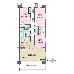 小田急小田原線 柿生駅 徒歩8分の賃貸マンション 6階3LDKの間取り