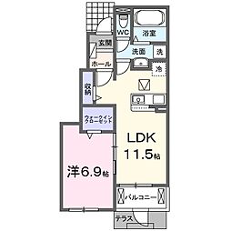 クレールA 1LDKの間取図画像