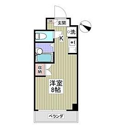 京成千葉線 みどり台駅 徒歩4分の賃貸マンション 6階ワンルームの間取り