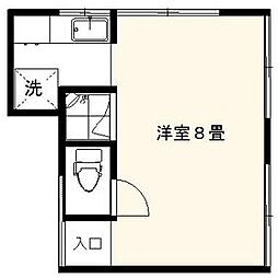 小上荘B館 1Kの間取図画像