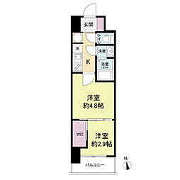 セレニテ難波グランデシュッド 2Kの間取図画像